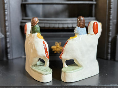 Vintage Pair of Staffordshire "Prince & Princess" Children on Spaniels Flatback by Royale Stratford