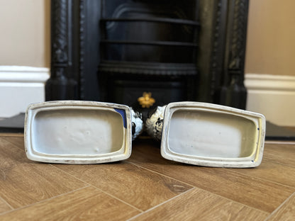Vintage, Pair of Standing Staffordshire Cats on Cushion