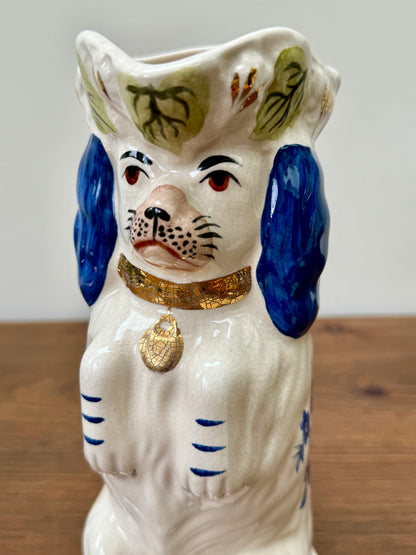 Vintage Staffordshire Dog Style Jug/Pitcher with Blue Floral Pattern by Royale Stratford