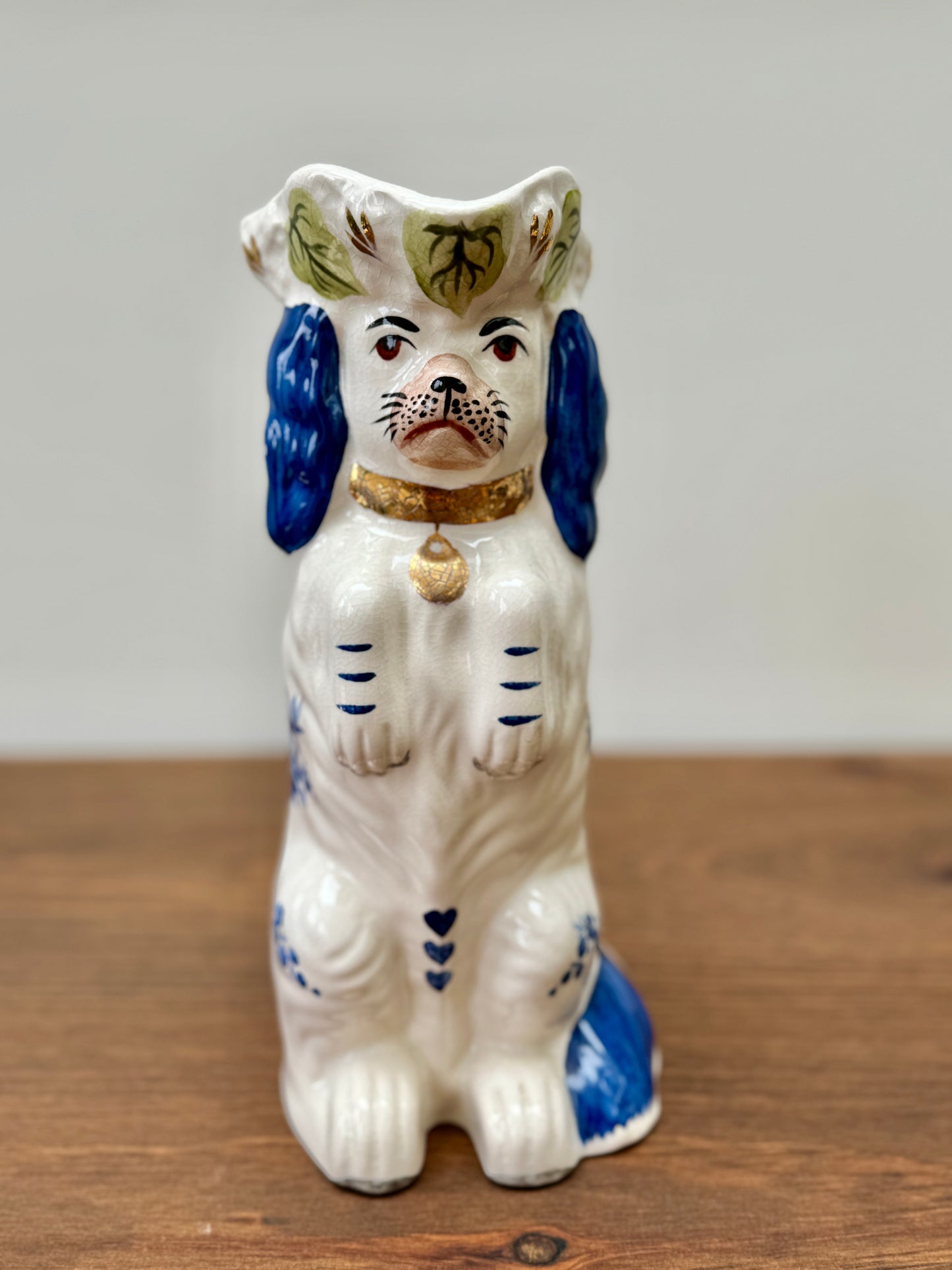 Vintage Staffordshire Dog Style Jug/Pitcher with Blue Floral Pattern by Royale Stratford