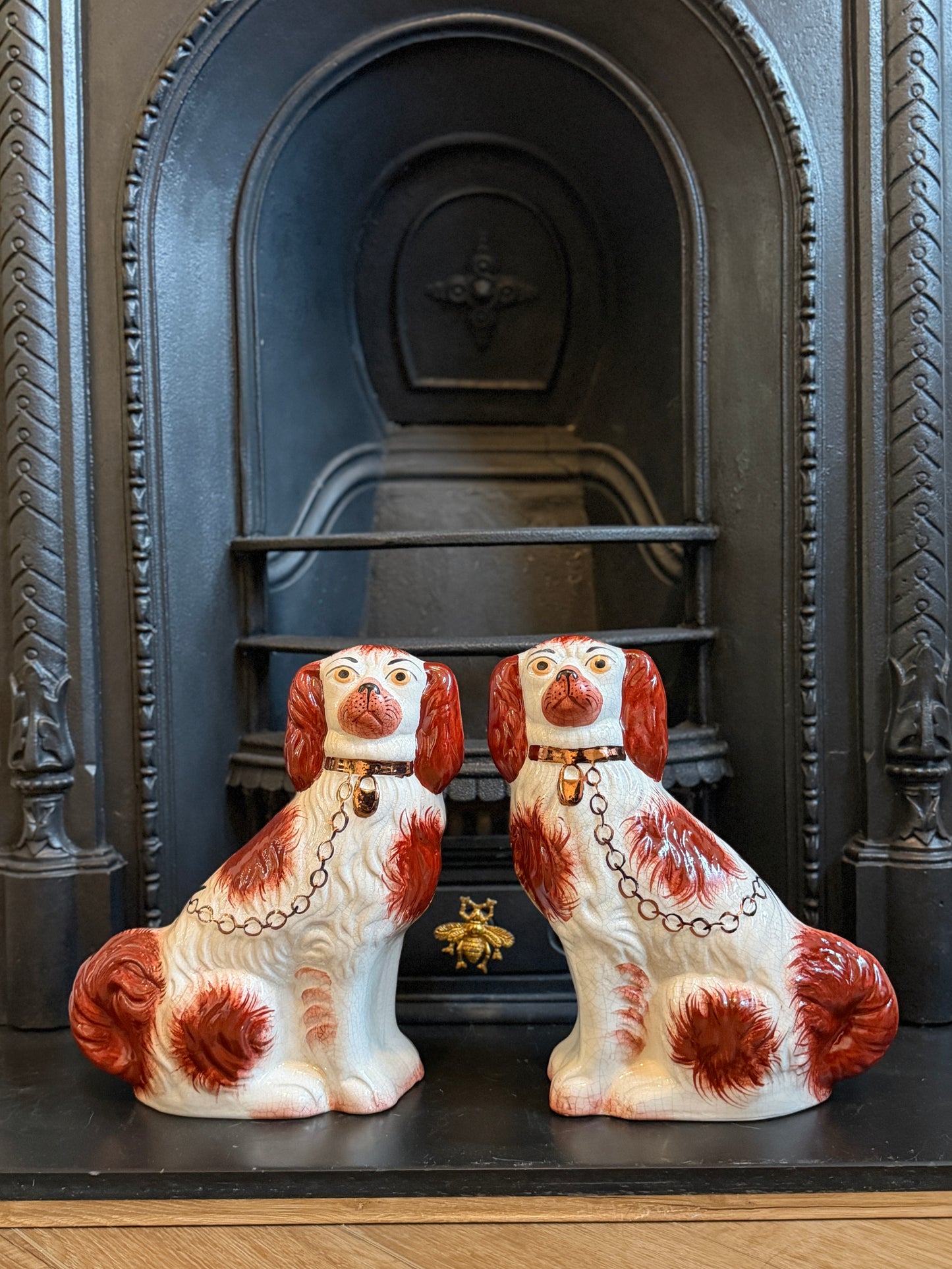 Vintage Staffordshire Dogs by William Kent | Charming Red Muzzle Spaniels | c.1940s–1950s