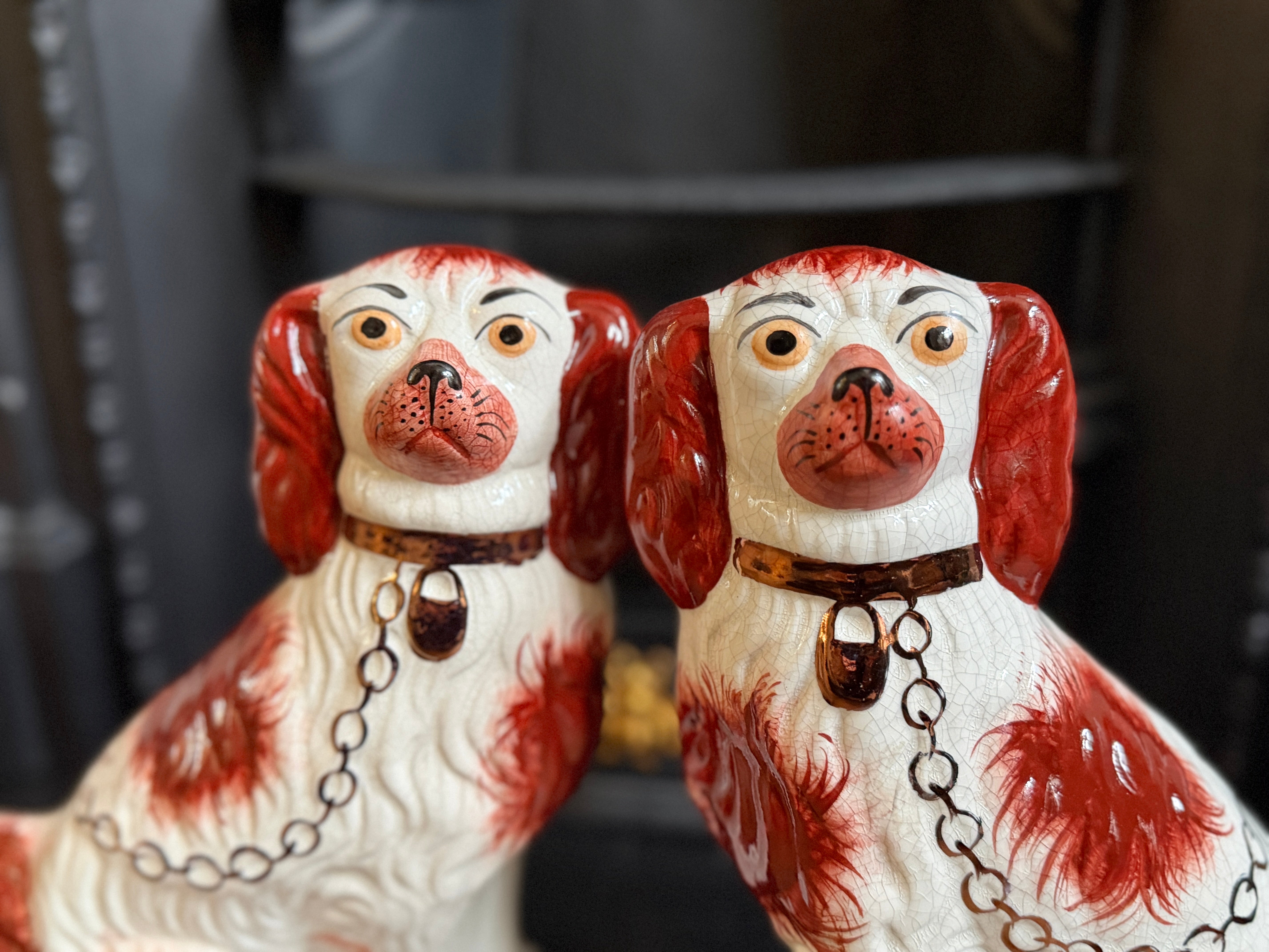 Vintage Staffordshire Dogs by William Kent | Charming Red Muzzle