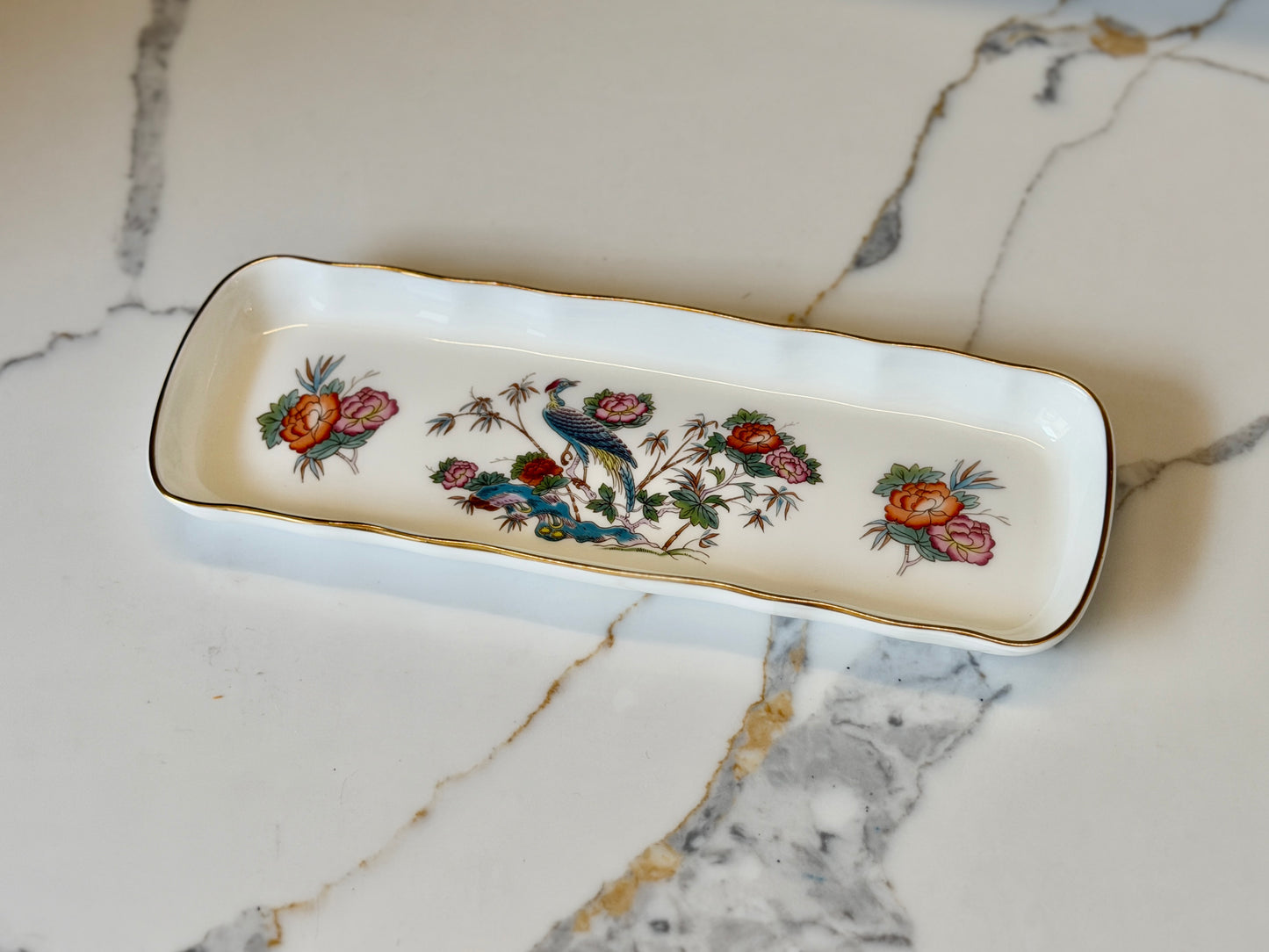 Vintage Wedgwood Kutani Crane Bone China Oblong Mint Tray, 1971–1998