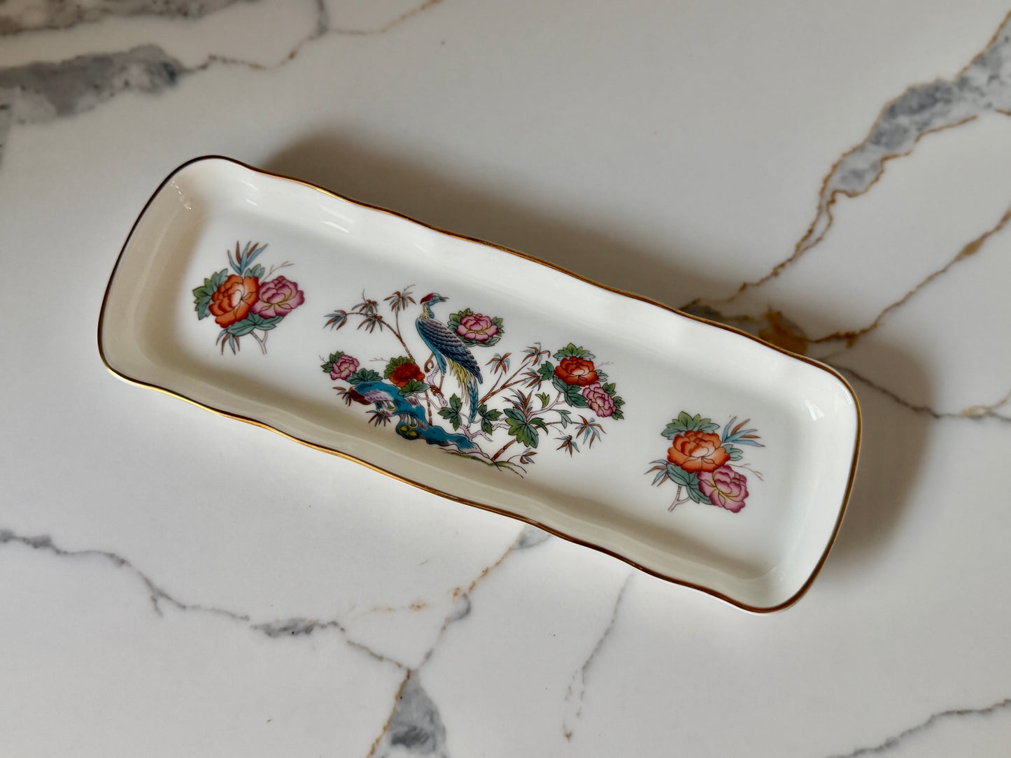 Vintage Wedgwood Kutani Crane Bone China Oblong Mint Tray, 1971–1998