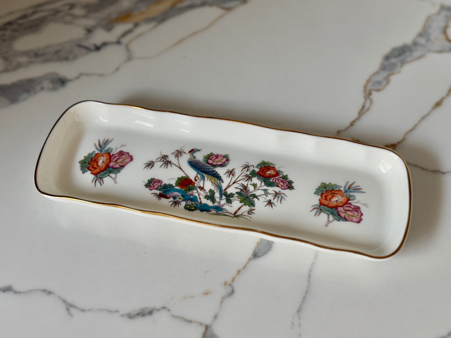 Vintage Wedgwood Kutani Crane Bone China Oblong Mint Tray, 1971–1998