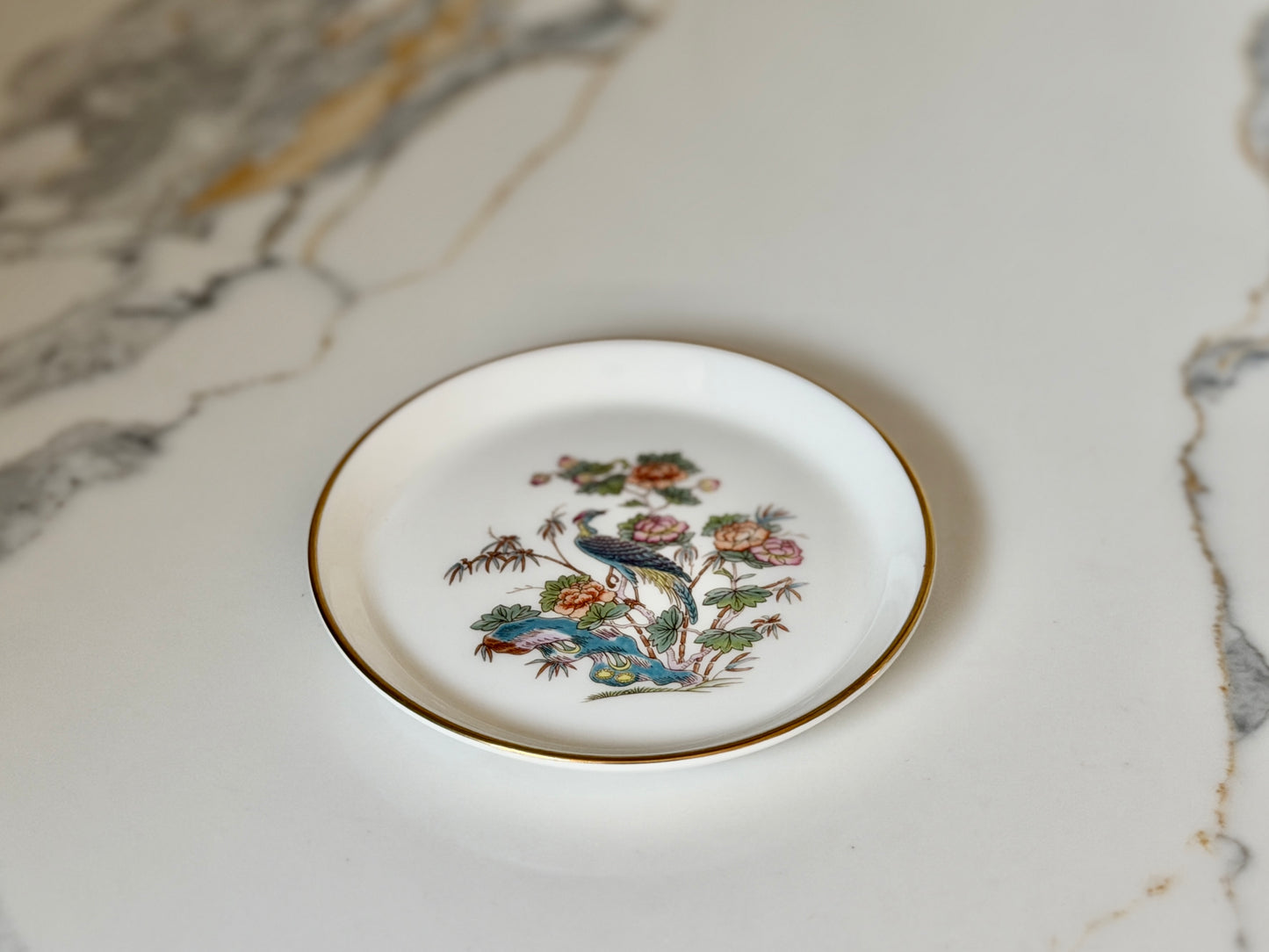 Vintage Wedgwood Kutani Crane Bone China Round Trinket Dish, 1971–1998