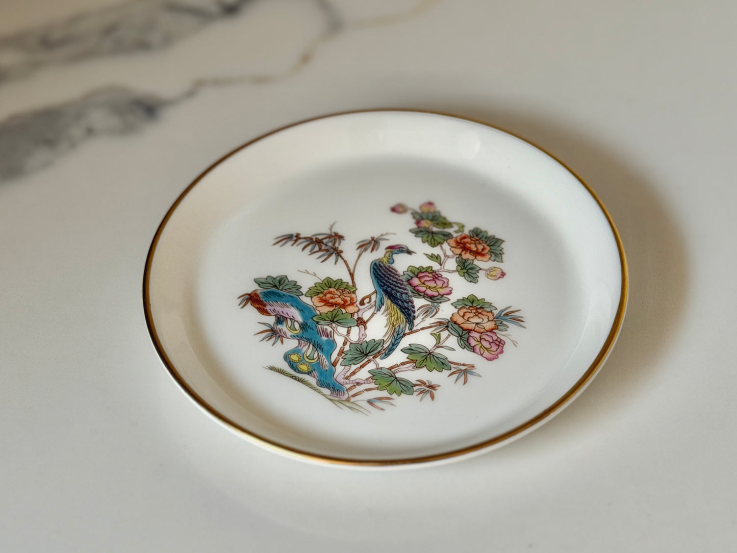 Vintage Wedgwood Kutani Crane Bone China Round Trinket Dish, 1971–1998