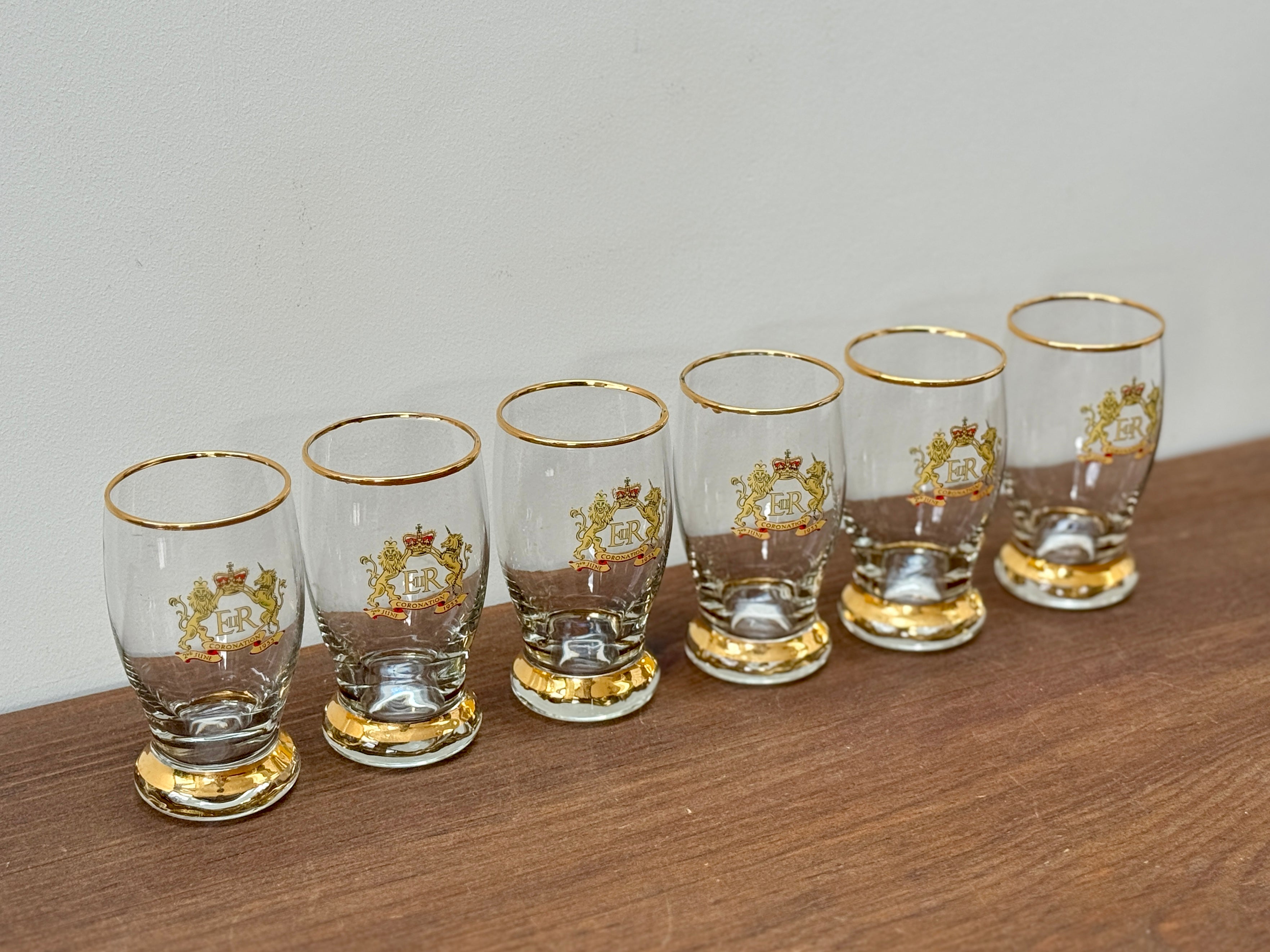 Vintage 1953 Coronation Glass Set (Boxed Set of Six)｜Queen