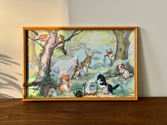 Vintage_Framed_Print_The_Kittens_Go_Camping_by_Molly_Brett_