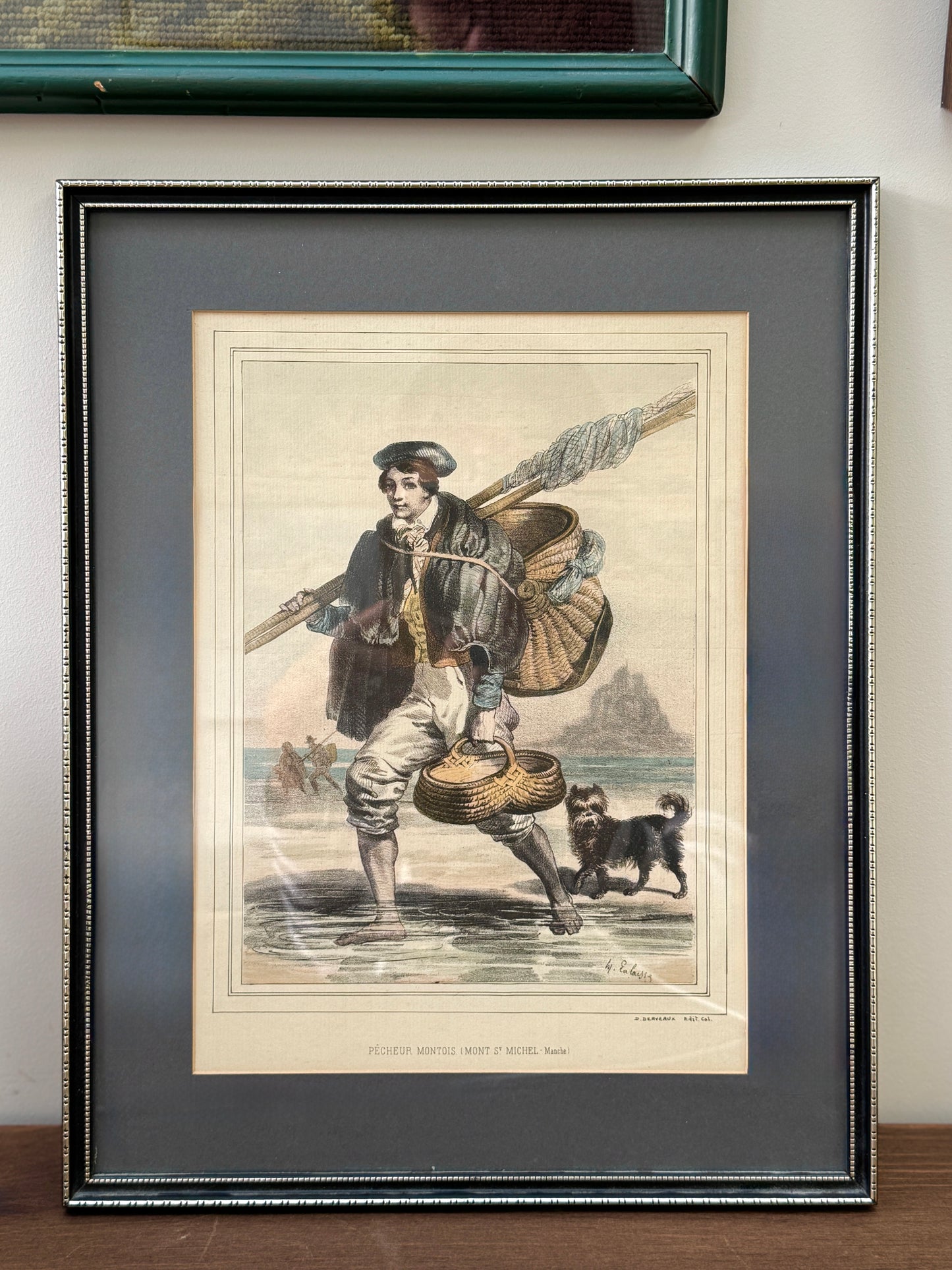 Vintage Print, “Fisherman and Dog at Mont Saint-Miche, Francel” | Mid-20th Century