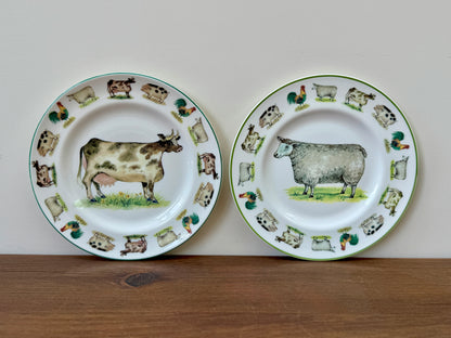 Vintage Pair of Farm Animal Plates | English Country Style