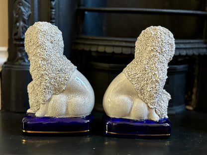 Vintage Pair of Staffordshire Poodles with Puppies