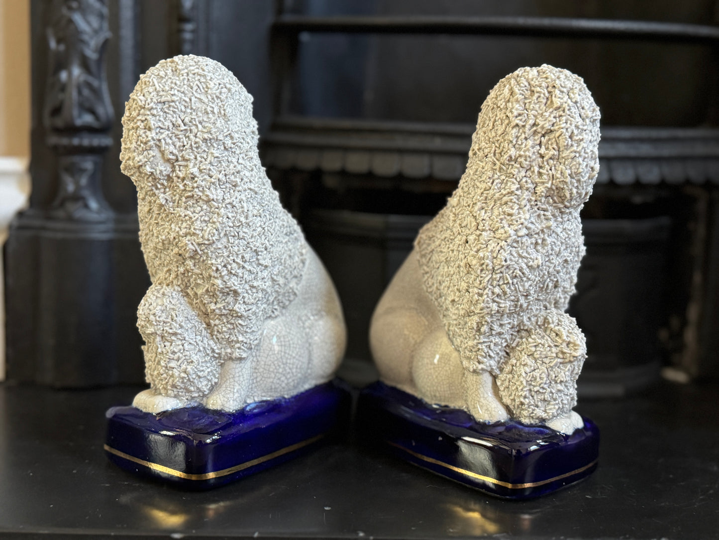 Vintage Pair of Staffordshire Poodles with Puppies
