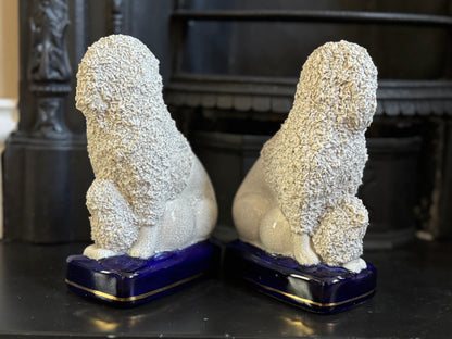 Vintage Pair of Staffordshire Poodles with Puppies