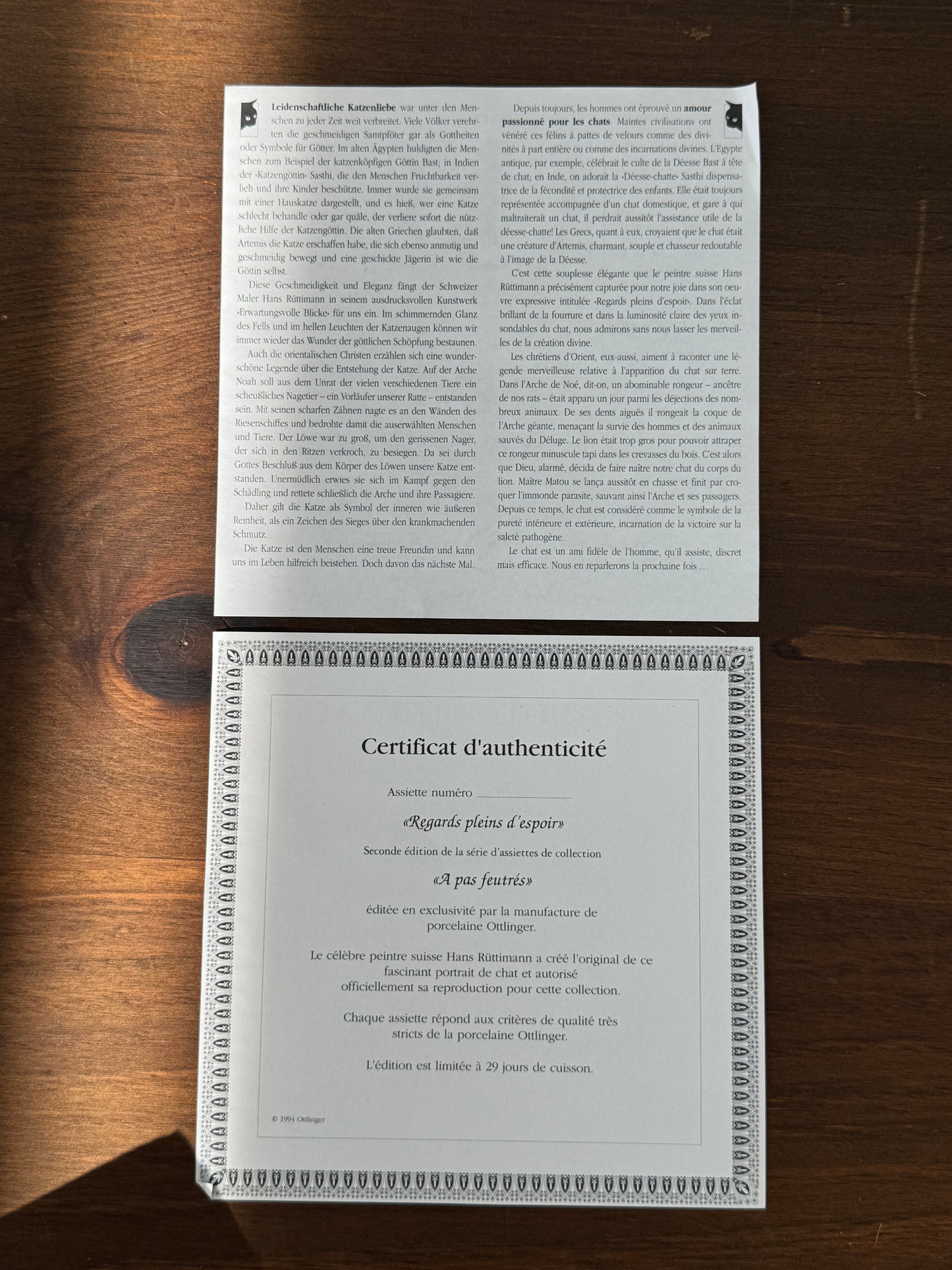 Vintage Wall Plate – Black Cat ‘Expectant Gaze’ from the On Quiet Paws Series by Hans Ruttimann | 1995