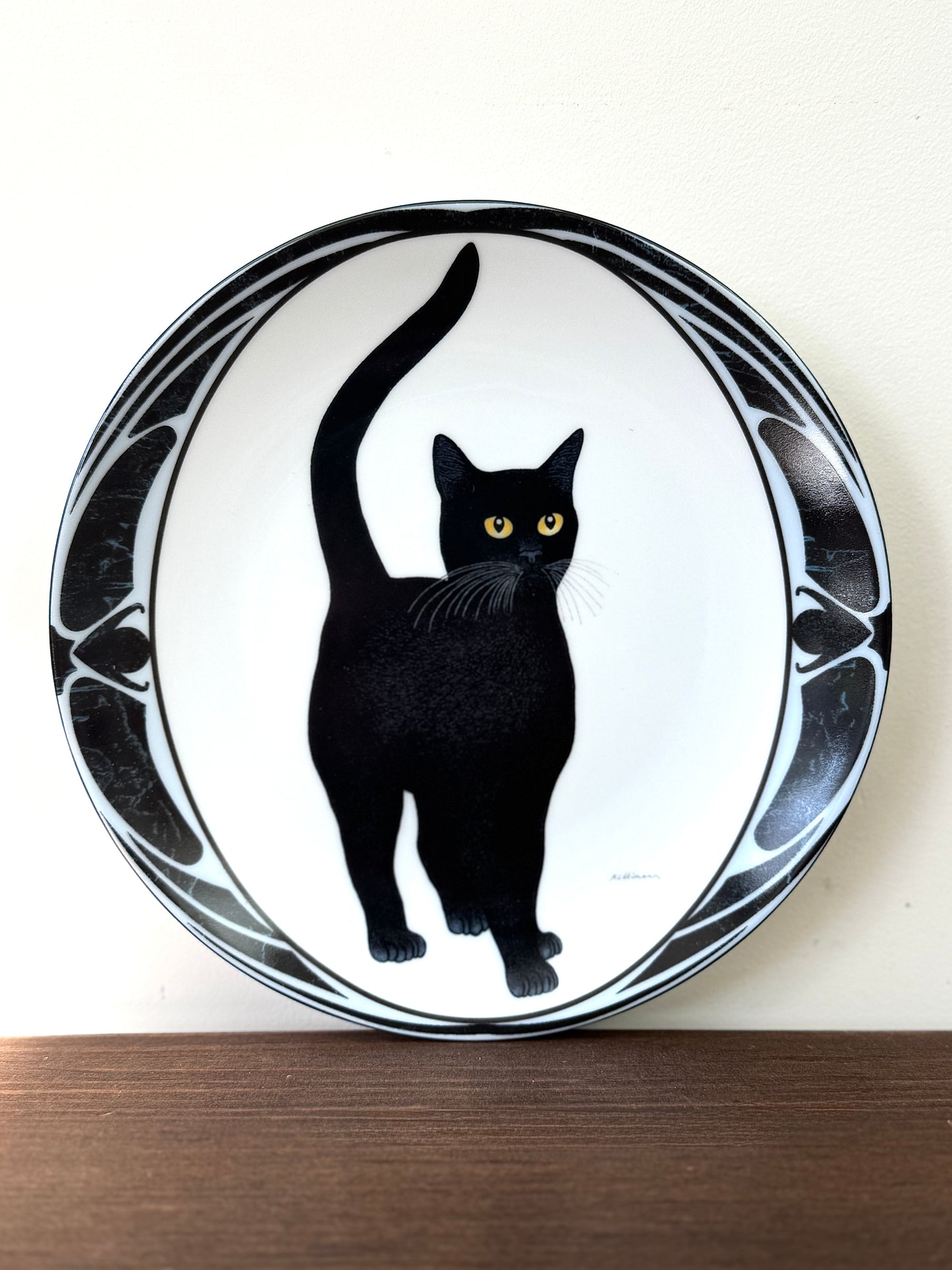 Vintage Wall Plate – Black Cat ‘Happy Welcome’ from the On Quiet Paws Series by Hans Ruttimann | 1995