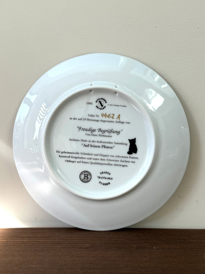 Vintage Wall Plate – Black Cat ‘Happy Welcome’ from the On Quiet Paws Series by Hans Ruttimann | 1995
