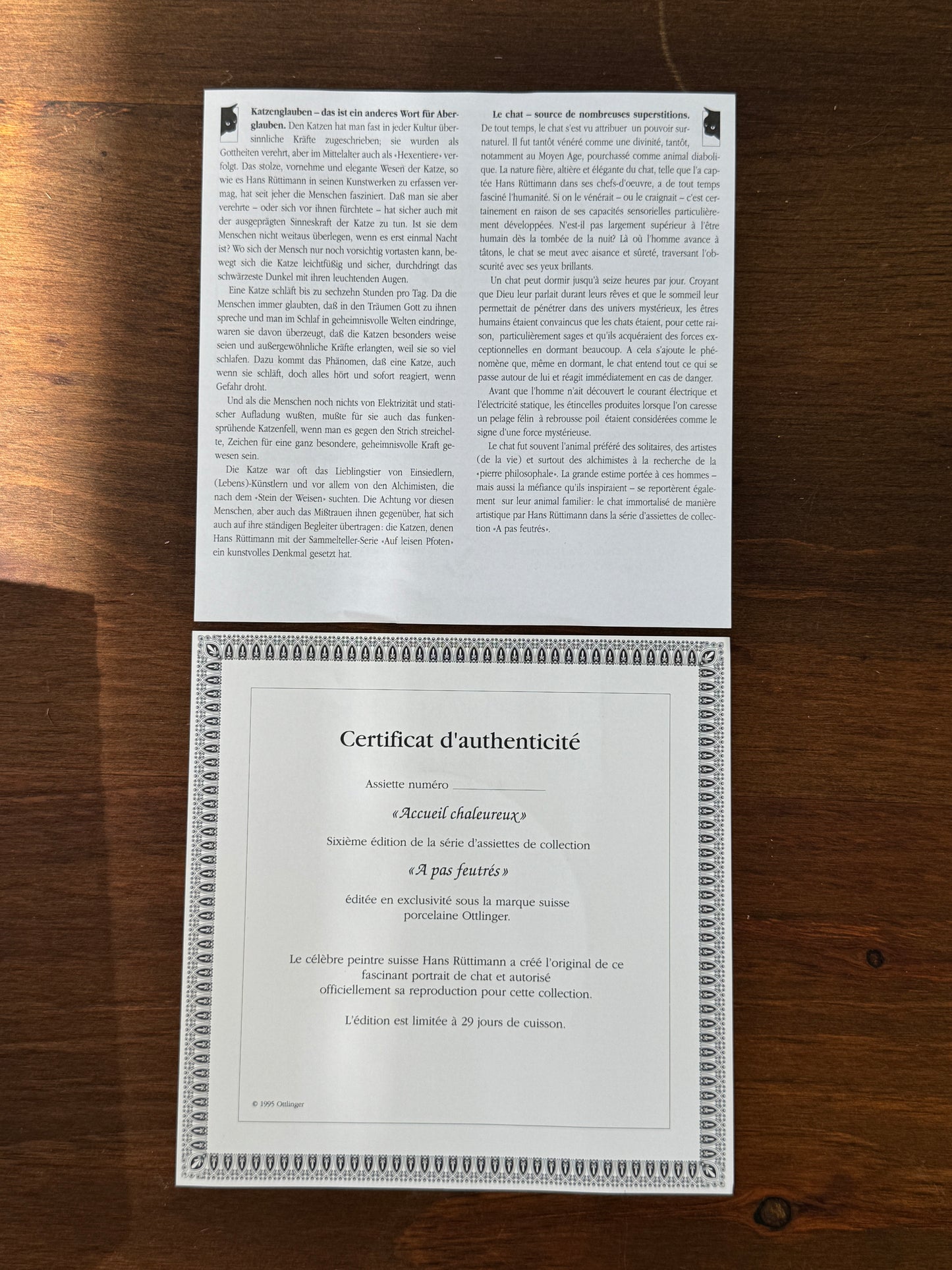 Vintage Wall Plate – Black Cat ‘Happy Welcome’ from the On Quiet Paws Series by Hans Ruttimann | 1995