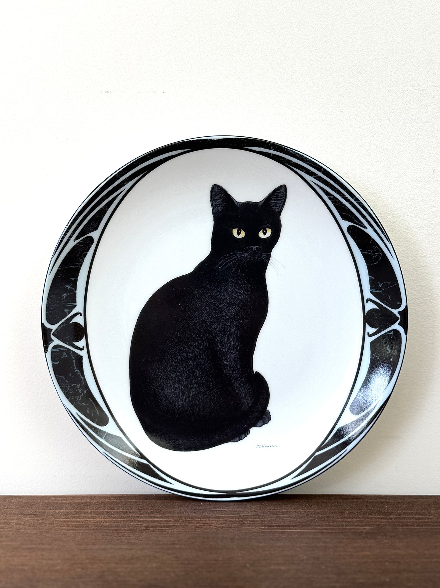 Vintage Wall Plate – Black Cat ‘Mysterious Sphinx’ from the On Quiet Paws Series by Hans Ruttimann | 1995