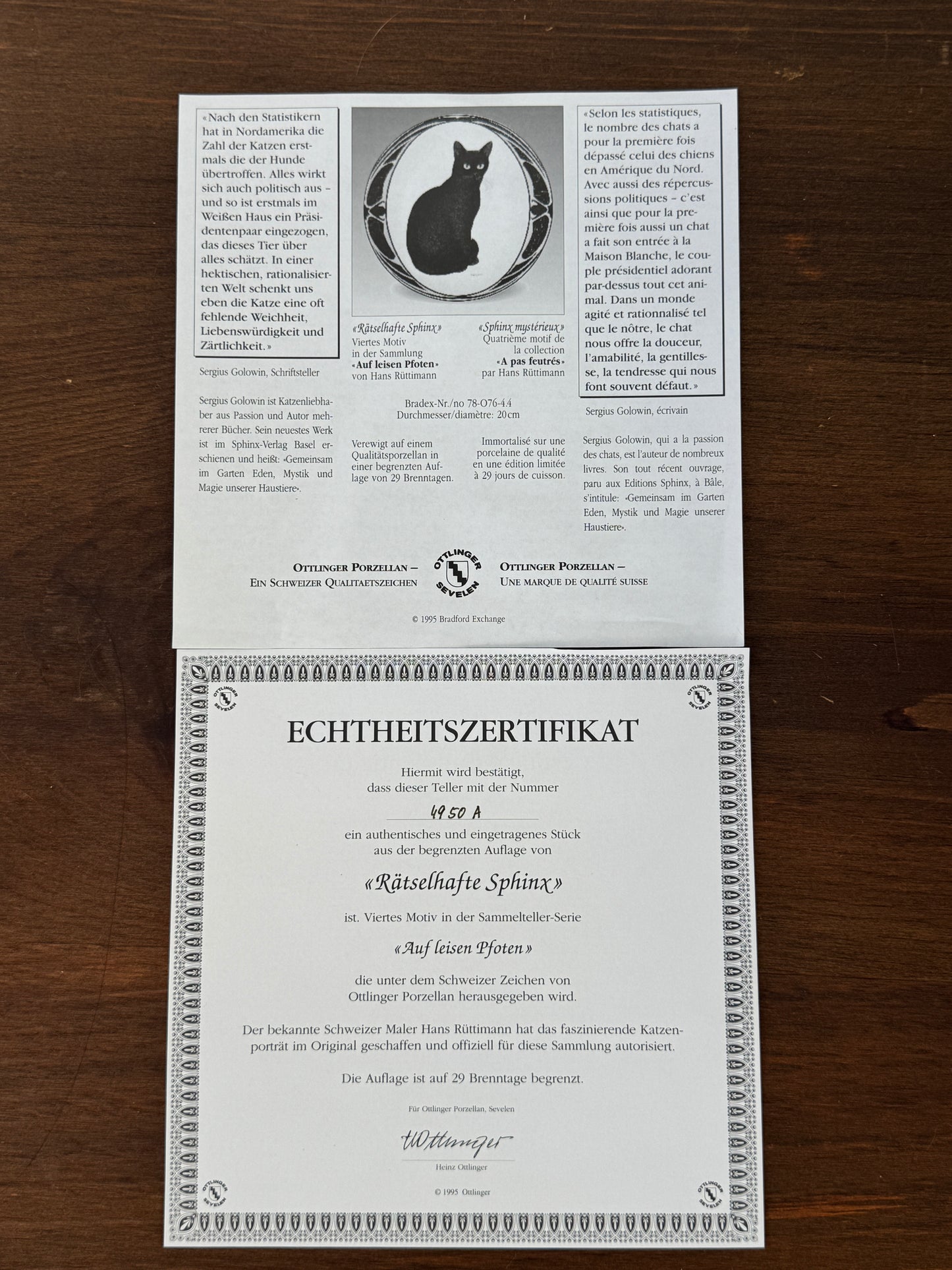 Vintage Wall Plate – Black Cat ‘Mysterious Sphinx’ from the On Quiet Paws Series by Hans Ruttimann | 1995