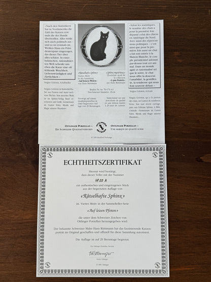 Vintage Wall Plate – Black Cat ‘Mysterious Sphinx’ from the On Quiet Paws Series by Hans Ruttimann | 1995