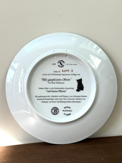 Vintage Wall Plate – Black Cat ‘With Pricked-Up Ears’ from the On Quiet Paws Series by Hans Ruttimann | 1995