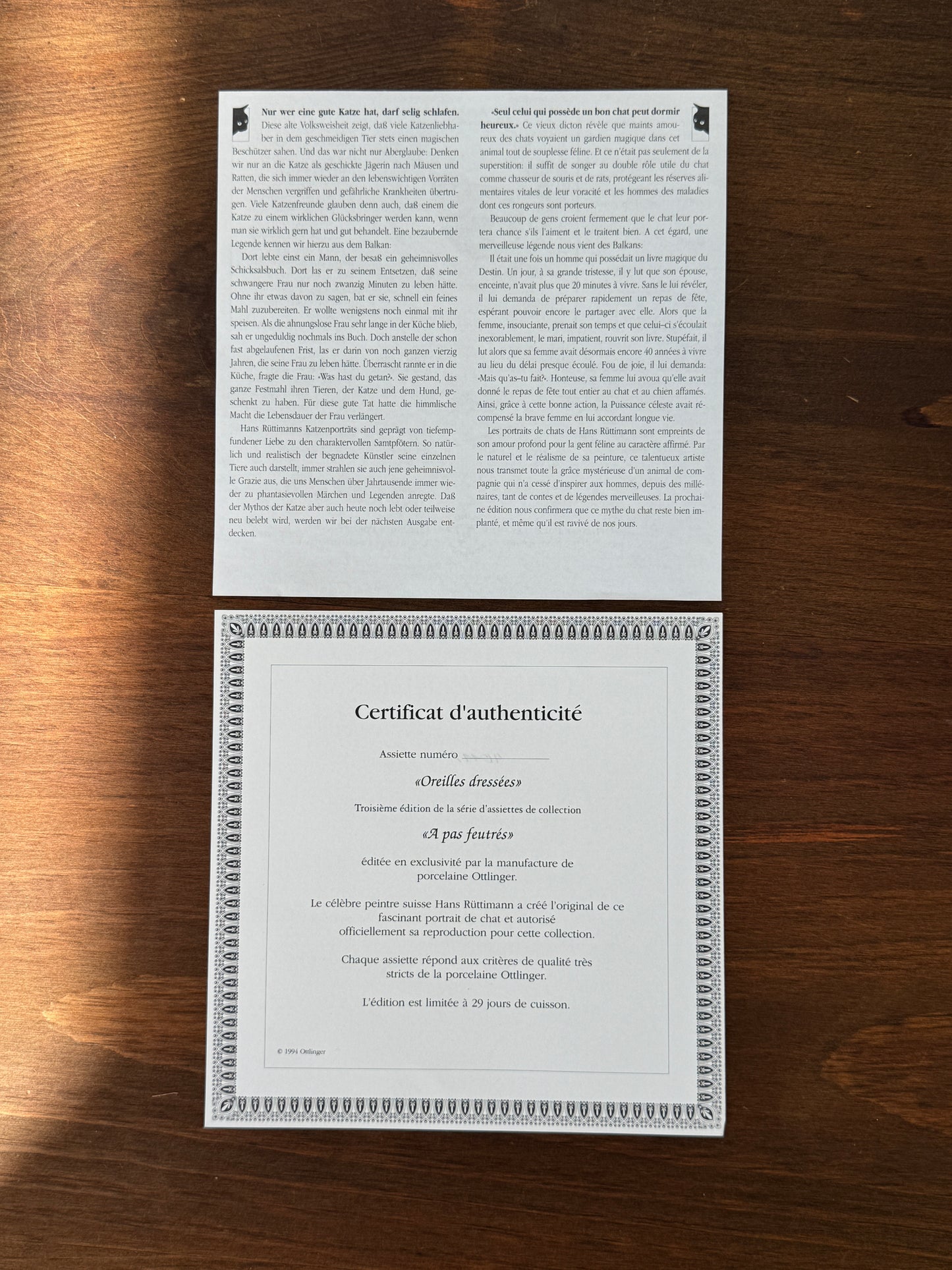 Vintage Wall Plate – Black Cat ‘With Pricked-Up Ears’ from the On Quiet Paws Series by Hans Ruttimann | 1995