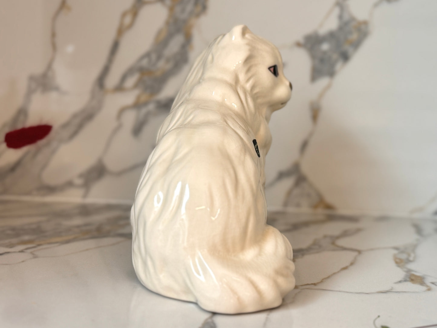 Vintage White Persian Cat Figurine by Coopercraft, Summerbank Pottery | c.1970