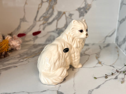 Vintage White Persian Cat Figurine by Coopercraft, Summerbank Pottery | c.1970