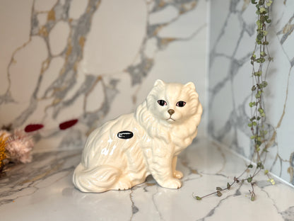 Vintage White Persian Cat Figurine by Coopercraft, Summerbank Pottery | c.1970