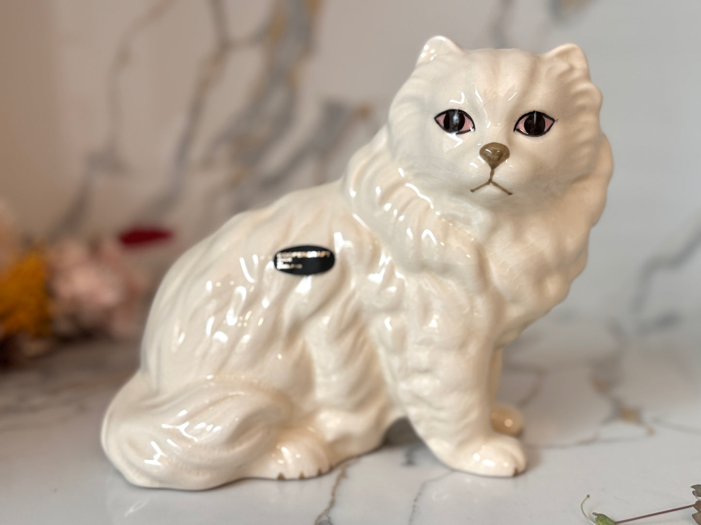 Vintage White Persian Cat Figurine by Coopercraft, Summerbank Pottery | c.1970