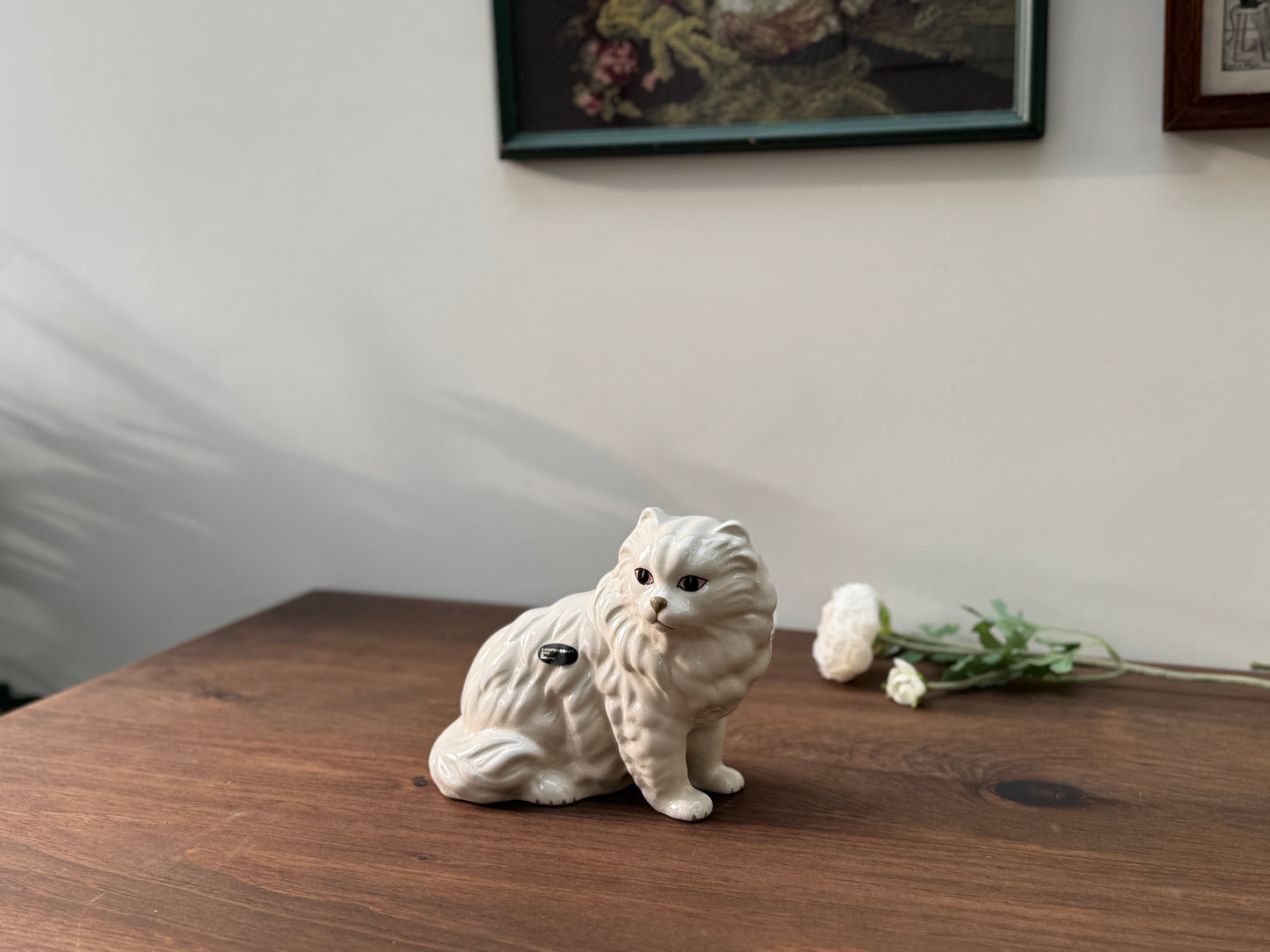 Vintage White Persian Cat Figurine by Coopercraft, Summerbank Pottery | c.1970