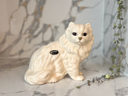 Vintage White Persian Cat Figurine by Coopercraft, Summerbank Pottery | c.1970