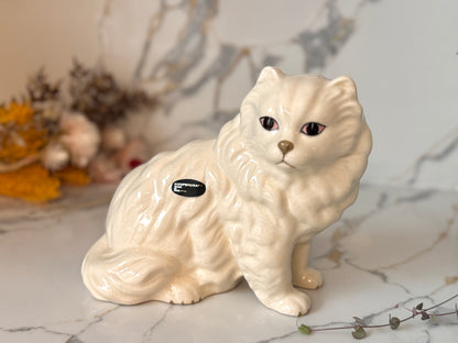 Vintage White Persian Cat Figurine by Coopercraft, Summerbank Pottery | c.1970