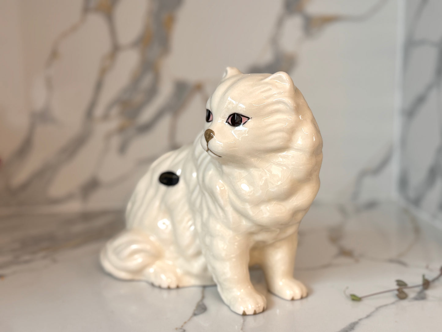 Vintage White Persian Cat Figurine by Coopercraft, Summerbank Pottery | c.1970