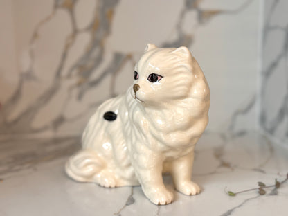 Vintage White Persian Cat Figurine by Coopercraft, Summerbank Pottery | c.1970