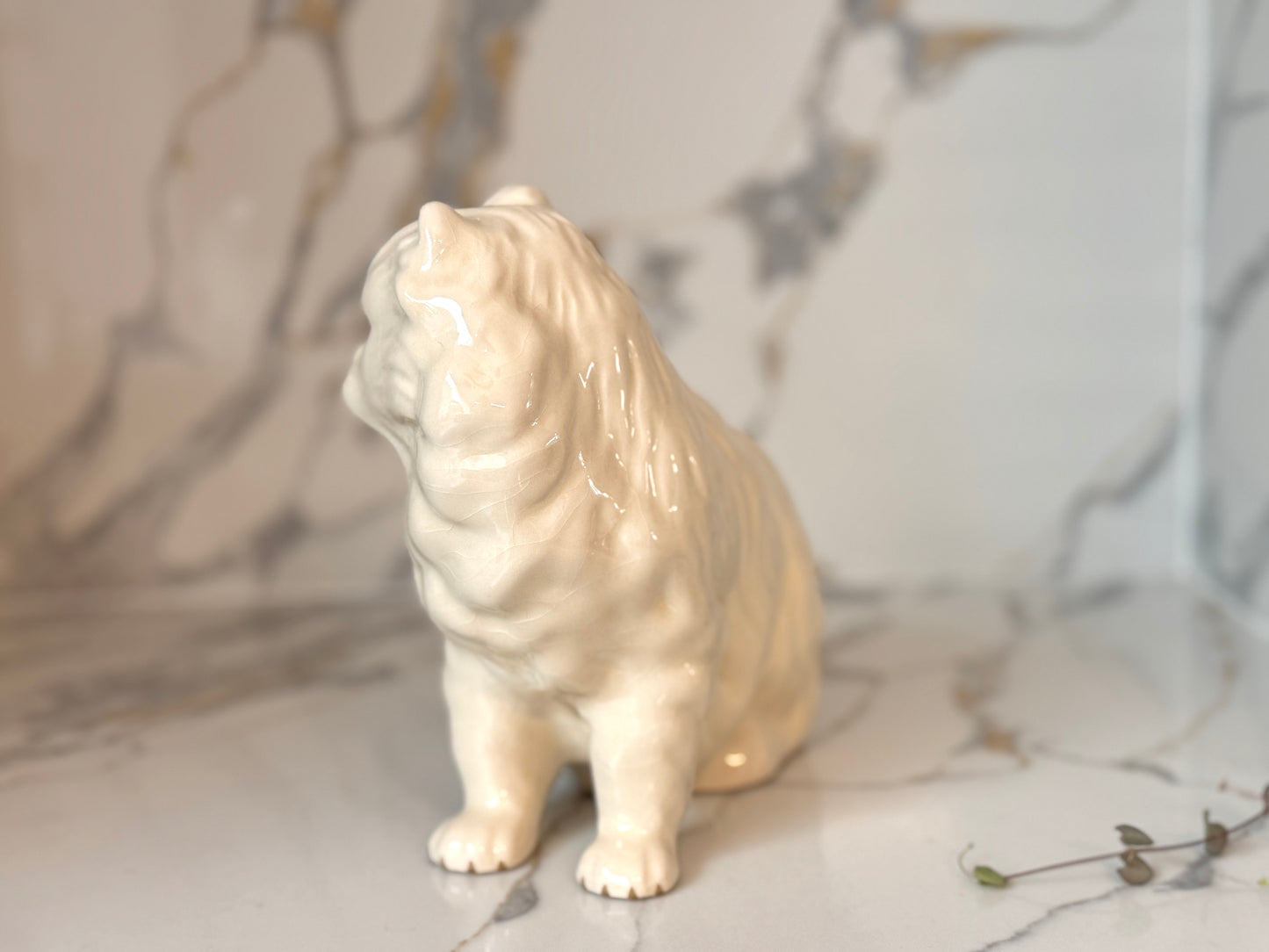 Vintage White Persian Cat Figurine by Coopercraft, Summerbank Pottery | c.1970