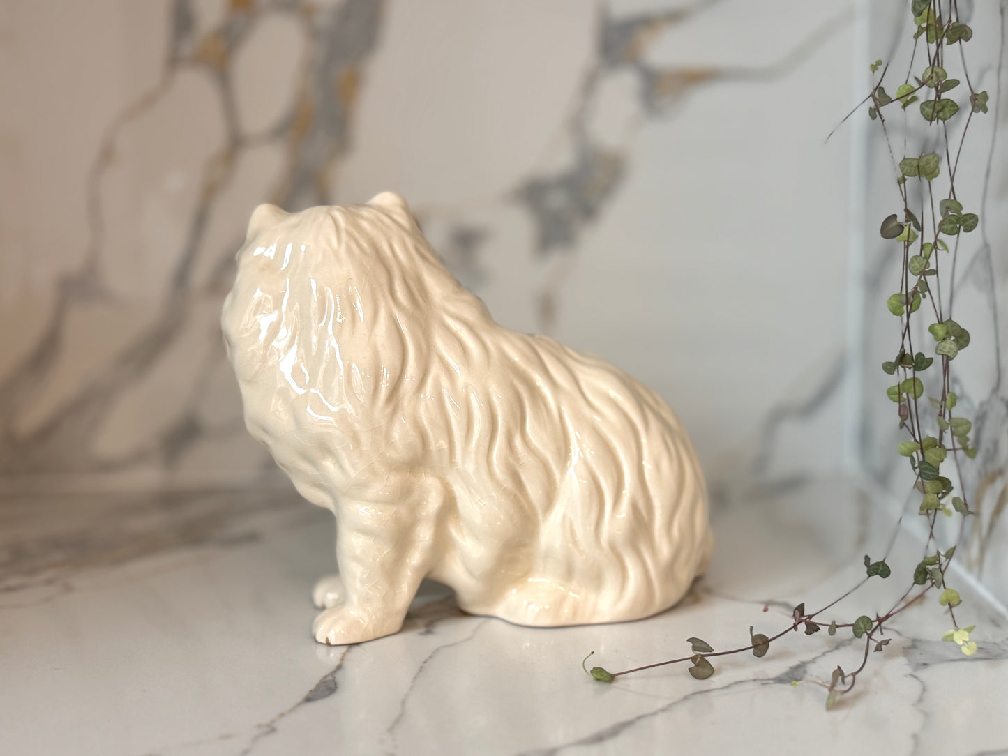 Vintage White Persian Cat Figurine by Coopercraft, Summerbank Pottery | c.1970