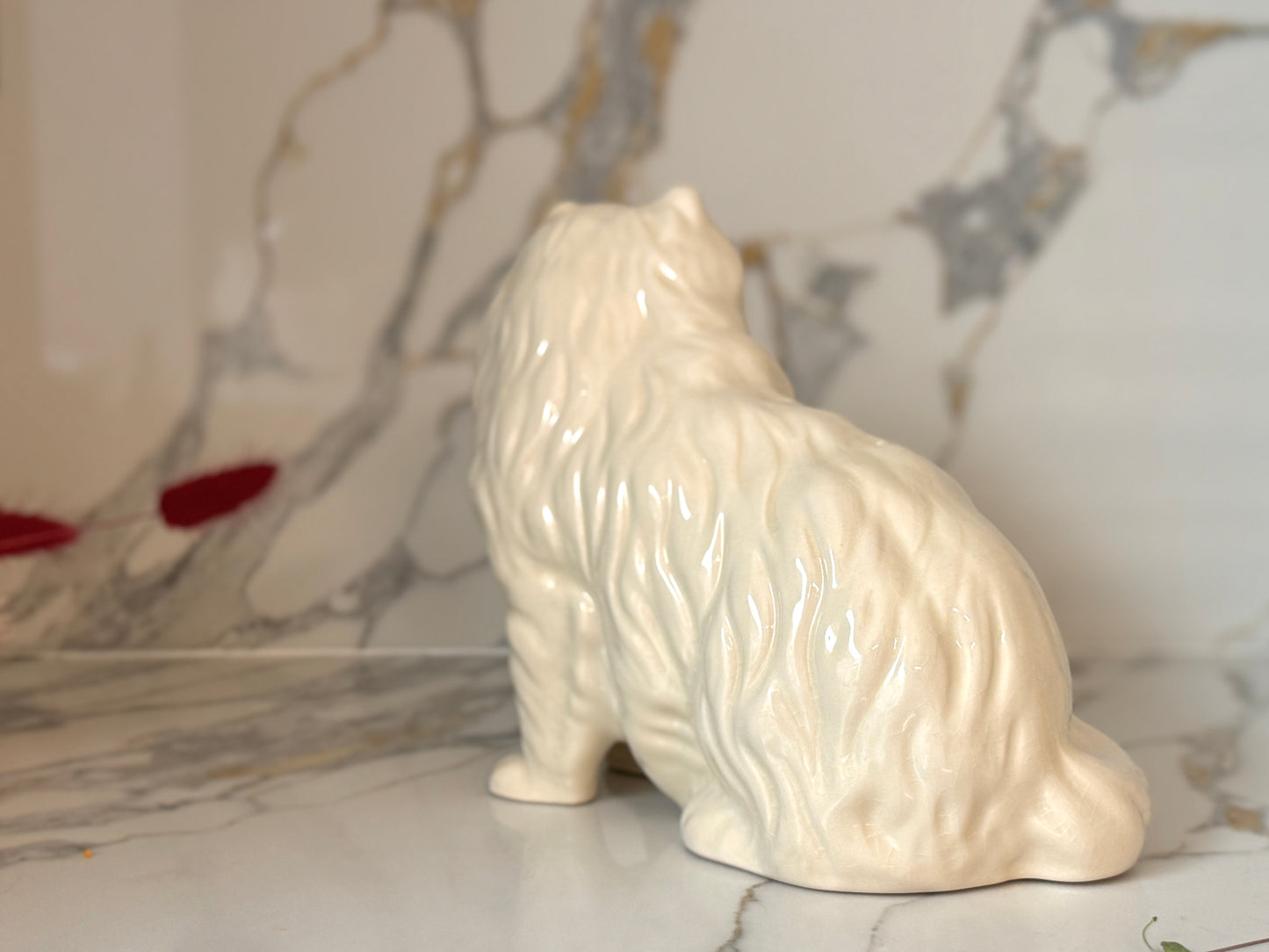 Vintage White Persian Cat Figurine by Coopercraft, Summerbank Pottery | c.1970