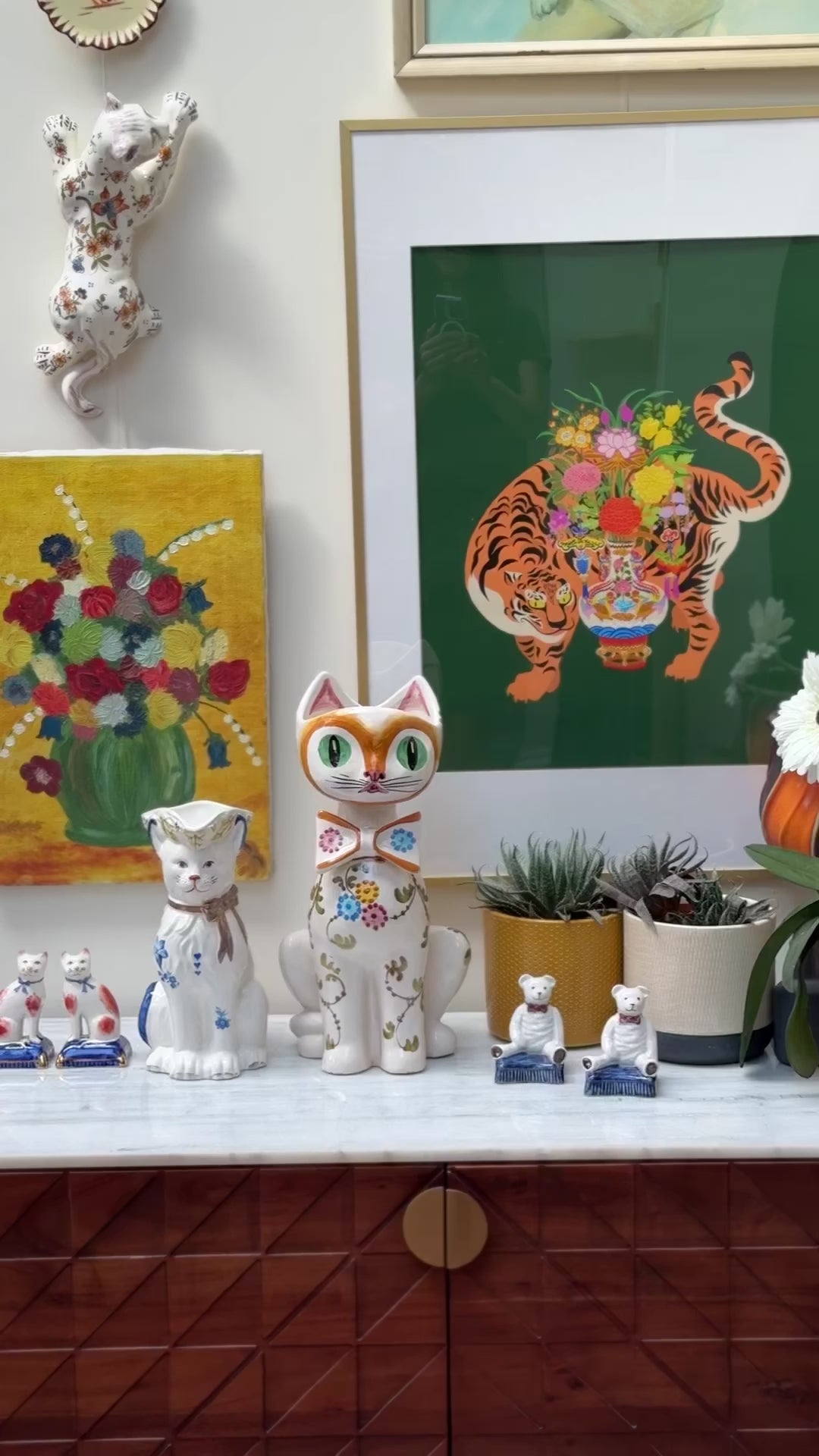 ヴィンテージ、イタリア製マヨリカ焼き、猫の形をした花瓶 – My
