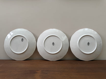 Set of Three Vintage Floral Teacups and Saucers, Spode & KG Lunéville